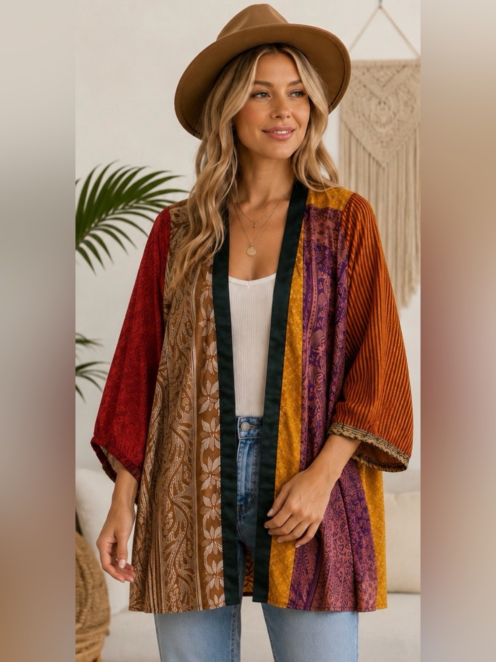 Jaded Gypsy Boho Patchwork Kimono Cardigan - OS NWT